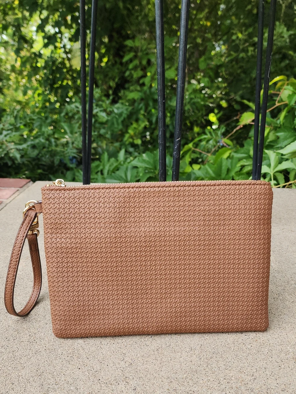 Anne Klein Brown Woven Wristlet Clutch